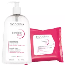 Bioderma Sensibio H2O arc- és sminklemosó micellaoldat 1L + ajándék Sensibio H2O arc- és sminklemosó törlőkendő 25x