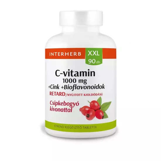 Interherb XXL 90 db C-VITAMIN 1000mg +Cink+Bioflavonoidok RETARD tabletta