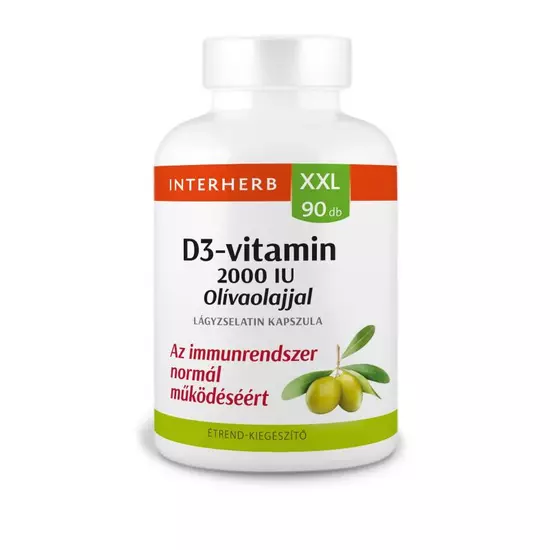 Interherb XXL 90 db D3-VITAMIN 2000IU Olívaolajjal kapszula