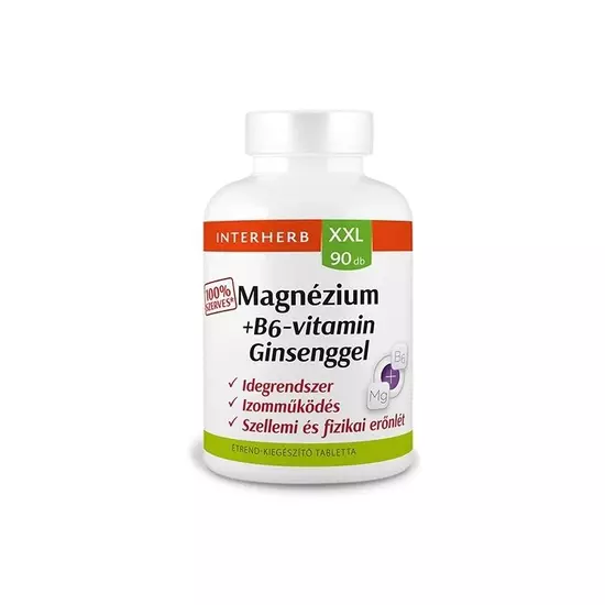 Interherb XXL 90 db MAGNÉZIUM 100%SZERVES +B6 +Ginseng tabletta