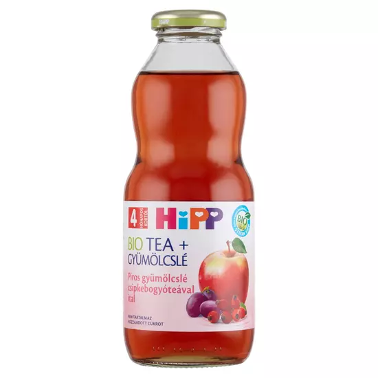 HiPP Tea + Gyümölcslé BIO piros gyümölcslé csipkebogyóteával bébiital 4 hónapos kortól 0,5 l