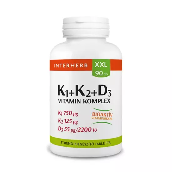 Interherb XXL 90 db K1+K2+D3 Vitamin komplex tabletta