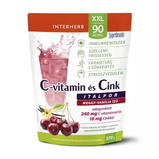 Interherb XXL 90 adag C-vitamin+Cink meggy-vanília ízű italpor 270g